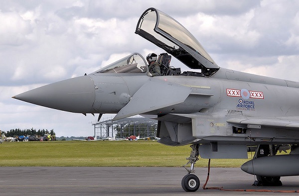  The raised canopy of an RAF Typhoon F2. 